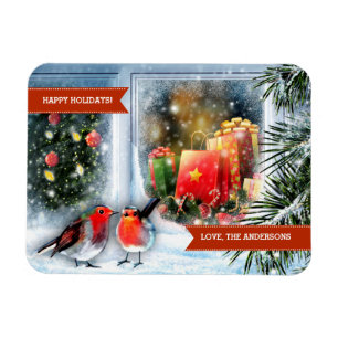 Magnet Flexible Joyeuses fêtes. Scène de neige Custom Cadeau de No