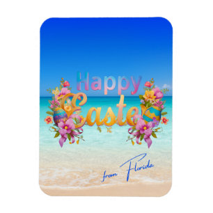 Magnet Flexible Joyeuses Pâques de Floride Tropical Beach