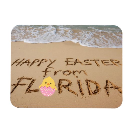 Magnet Flexible Joyeuses Pâques depuis Floride Écrit dans le Sable (Horizontal)