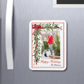 Magnet Flexible Joyeuses vacances Mistletoe Red Bow Family Photo
