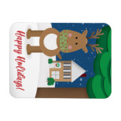 Magnet Flexible Joyeuses vacances Rindeer en plein air dans le mas (Horizontal)