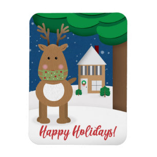 Magnet Flexible Joyeuses vacances Rindeer en plein air dans le mas
