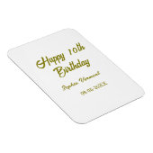 Magnet Flexible Joyeux 10e anniversaire nom date or simple minima (Côté Droit)