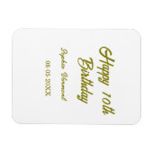 Magnet Flexible Joyeux 10e anniversaire nom date or simple minima (Horizontal)