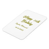 Magnet Flexible Joyeux 10e anniversaire nom date or simple minima (Côté Gauche)