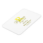 Magnet Flexible Joyeux 15e anniversaire jaune ajouter nom monogram (Côté Gauche)