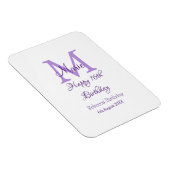 Magnet Flexible Joyeux 16e anniversaire violet ajouter nom monogra (Côté Droit)