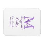 Magnet Flexible Joyeux 16e anniversaire violet ajouter nom monogra (Horizontal)