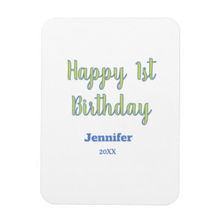 Magnet Flexible Joyeux 1er anniversaire enfants bébé vert bleu pas
