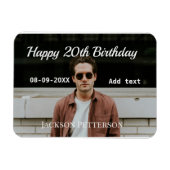 Magnet Flexible Joyeux 20e anniversaire simple photo ajouter nom d (Horizontal)