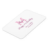 Magnet Flexible Joyeux 21e Anniversaire rose ajouter nom monogramm (Côté Gauche)