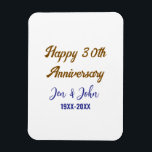 Magnet Flexible Joyeux 30e anniversaire de mariage royal bleu or s<br><div class="desc">Conception</div>
