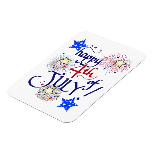 Magnet Flexible Joyeux 4 juillet ! avec feux d'artifice et étoiles (Côté Gauche)