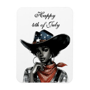 Magnet Flexible Joyeux 4 juillet Cowgirl Afro-Américaine