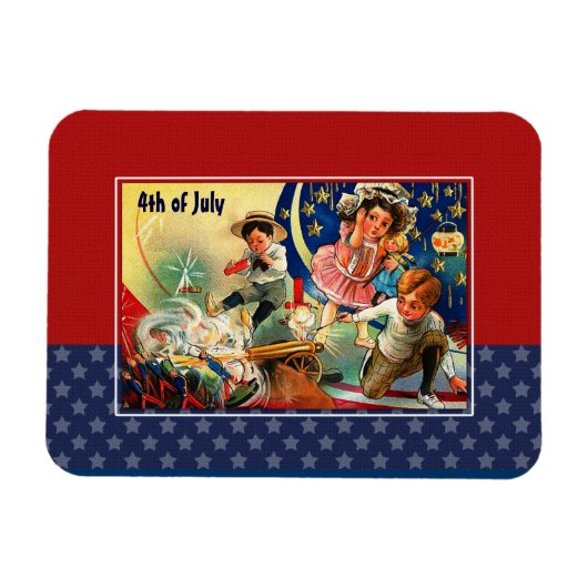 Magnet Flexible Joyeux 4 juillet. Enfants vintages (Horizontal)