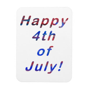 Magnet Flexible Joyeux 4 juillet Lettres rouges et bleues sur un a