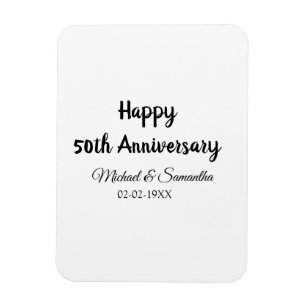 Magnet Flexible Joyeux 50e anniversaire ajouter nom du couple date