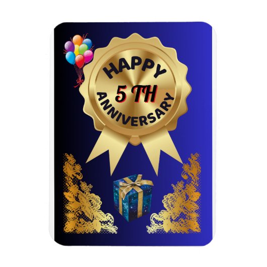 Magnet Flexible Joyeux 5 E anniversaire de Mariage (Vertical)