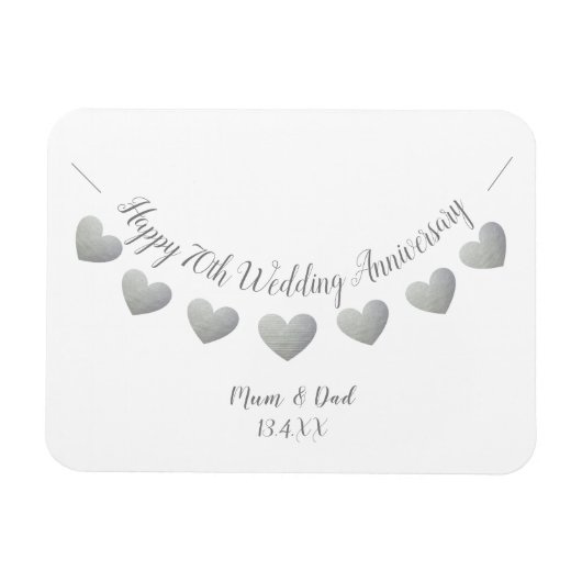 Magnet Flexible Joyeux 70e anniversaire de Mariage Platinum maman  (Horizontal)