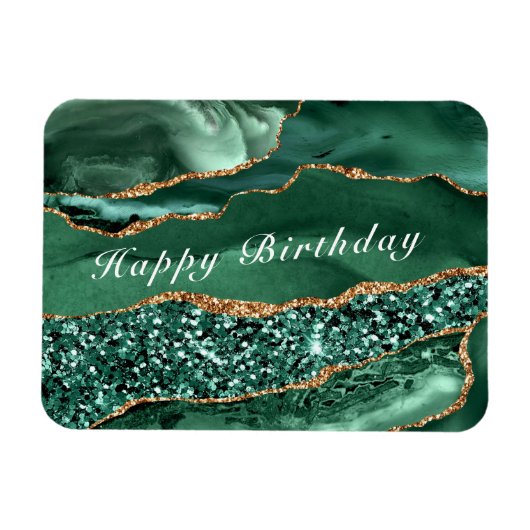 Magnet Flexible Joyeux Anniversaire Agate d'or vert Parties scinti (Horizontal)
