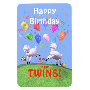 Magnet Flexible Joyeux Anniversaire Agneaux pour Jumeaux