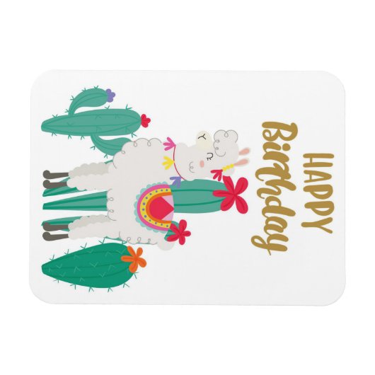 Magnet Flexible Joyeux Anniversaire Cactus (Horizontal)