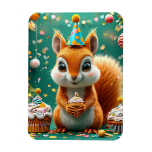 Magnet Flexible Joyeux anniversaire écureuil adorable