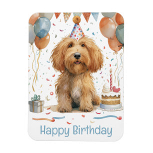 Magnet Flexible Joyeux Anniversaire Goldendoodle Chien