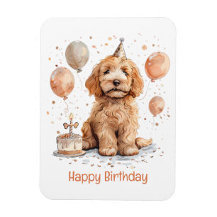 Magnet Flexible Joyeux Anniversaire Goldendoodle Chien Birthday Ca