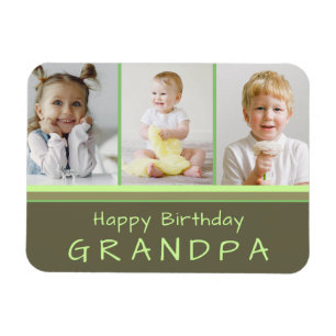 Magnet Flexible Joyeux anniversaire grand-père photo Collage vert