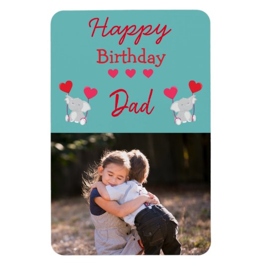 Magnet Flexible Joyeux Anniversaire Jour Papa Elephant Photo Magne (Vertical)