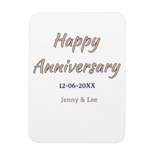 Magnet Flexible joyeux anniversaire marron gris nom date couple mo
