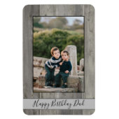 Magnet Flexible Joyeux anniversaire papa photo Bois rustique (Vertical)