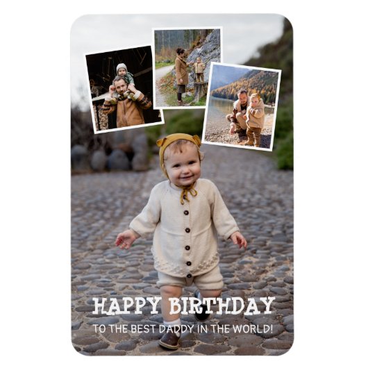 Magnet Flexible Joyeux anniversaire papa photo Collage (Vertical)