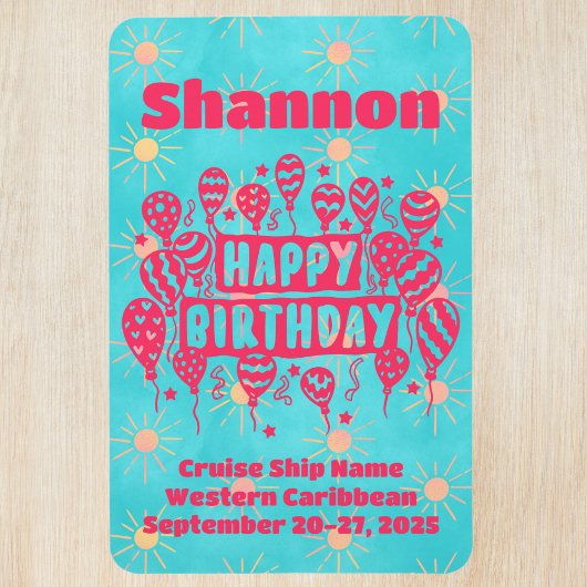 Magnet Flexible Joyeux anniversaire Pink Blue Cruise Door