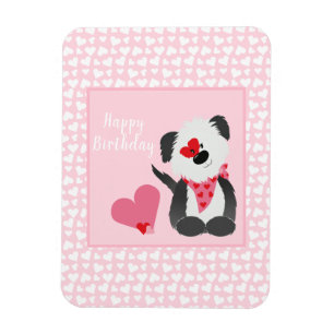 Magnet Flexible Joyeux anniversaire Puppy Heart Motif rose