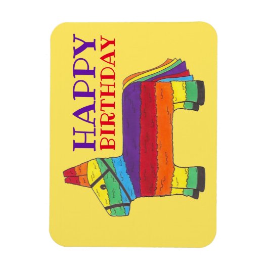Magnet Flexible Joyeux anniversaire Rainbow Donkey Pinata Fiesta P (Vertical)