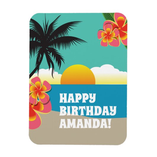 Magnet Flexible Joyeux anniversaire Tropical Caribbean Cruise (Vertical)