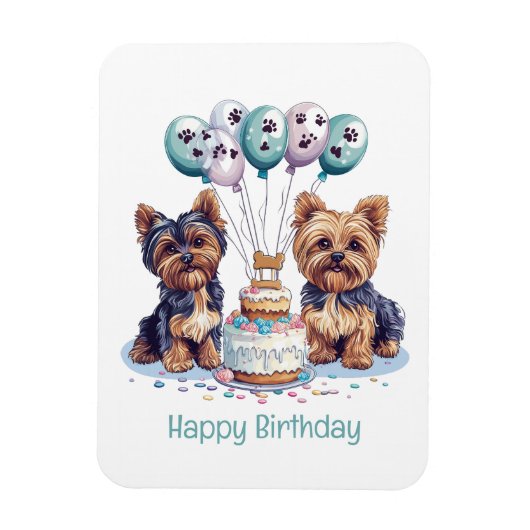 Magnet Flexible Joyeux anniversaire Yorkie Chien (Vertical)