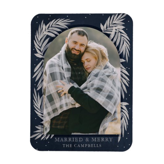 Magnet Flexible Joyeux Arc d'argent bleu Joyeux Fête de photo (Vertical)