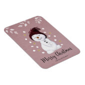 Magnet Flexible Joyeux bonhomme de neige rose Noël (Côté Droit)