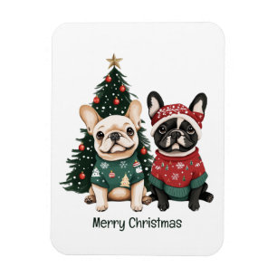 Magnet Flexible Joyeux Buldogs français de Noël