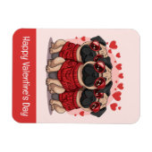Magnet Flexible Joyeux Chiens de Carlin de la Saint Valentin (Horizontal)
