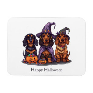 Magnet Flexible Joyeux Chiens sorciers Halloween Dachshund
