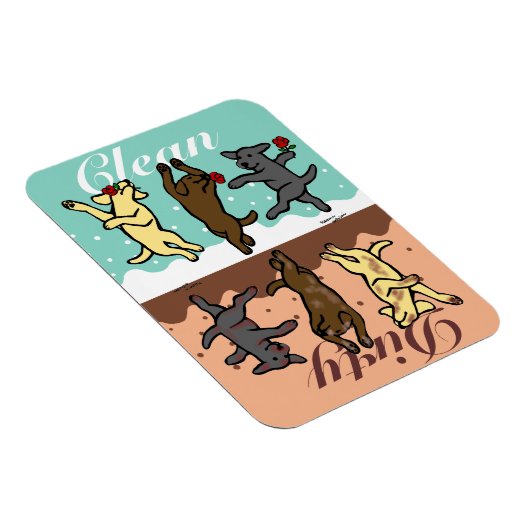 Magnet Flexible Joyeux Danseurs Labradors Propre / Sale (Côté Droit)