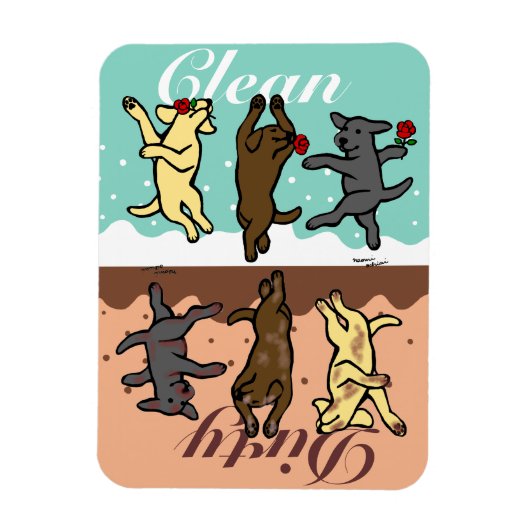 Magnet Flexible Joyeux Danseurs Labradors Propre / Sale (Vertical)