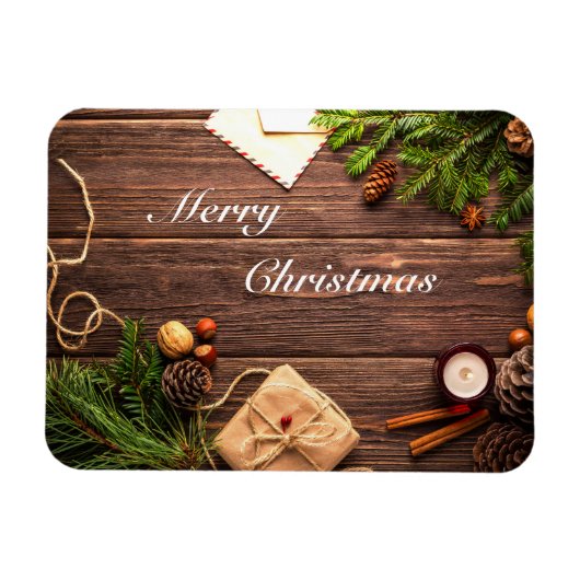 Magnet Flexible Joyeux Design en bois de Noël (Horizontal)