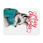 Magnet Flexible Joyeux dessin de renard de Noël (Horizontal)