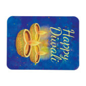 Magnet Flexible Joyeux Diwali peint à la main illuminant des bougi (Horizontal)