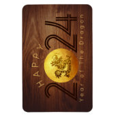Magnet Flexible Joyeux dragon chinois de bois Nouvel An 2024 RecPM (Vertical)